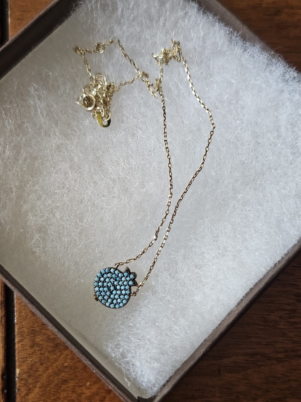 Adina Plastelina Gold Chain Necklace with Turquoise Pave Disc Pendant